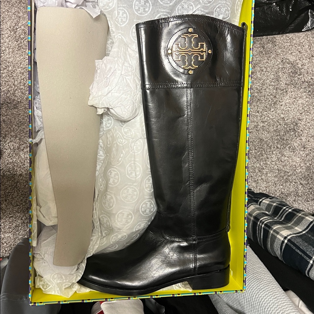 Tory Burch Black Leather Knee-High Boots